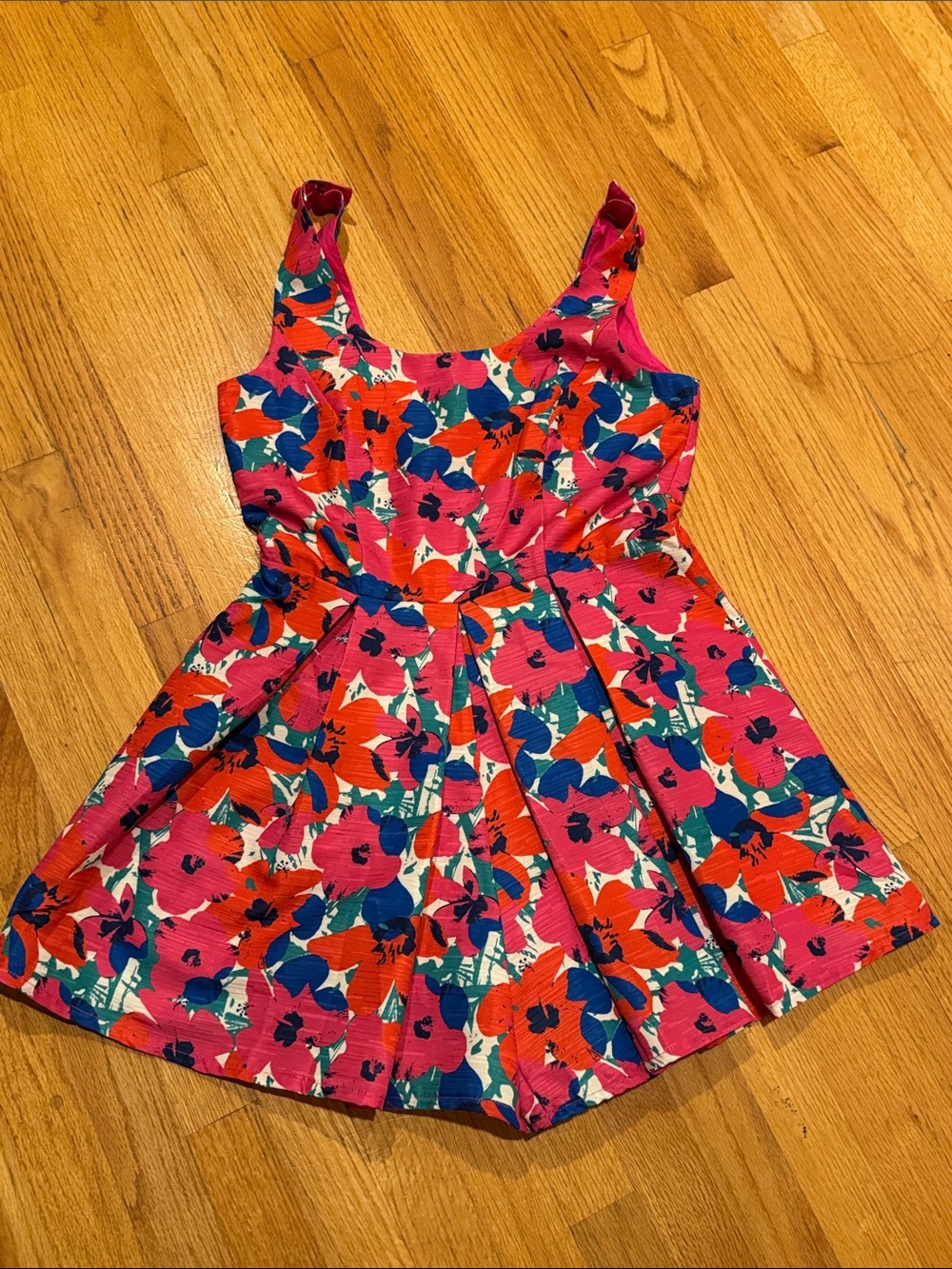 New With Tags NWT Lili Sidonio Woven Playsuit Romper Dress Fuchsia Floral Small